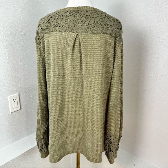 Miss Me Waffle Knit Hanley Oversized Crochet Top Women’s Size Small Boho - Picture 11 of 14